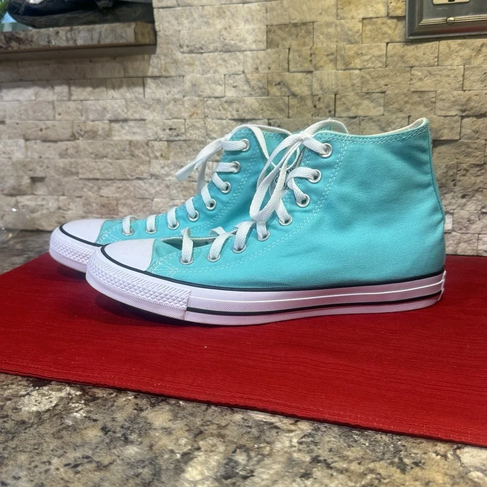 Converse Chuck Taylor All Star Turquoise High Top Canvas Sneakers M-9/W-11 - Picture 2 of 11